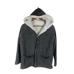 O'Neill Gray Sherpa Lined Long Sleeve Hooded Toggle Sweater Jacket Women’s Small
